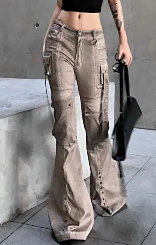 American Washed Brown Bootcut Wide Leg Bottom