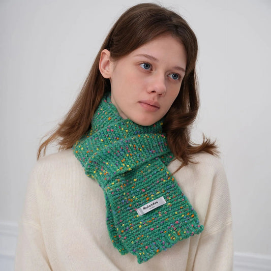 Warm Multi-Color Dot Acrylic Cashmere Small Scarf for Autumn Winter