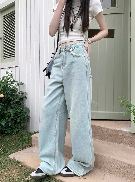 Waisted Women 2024 New Streetwear Y2k Casual Loose Denim Jeans