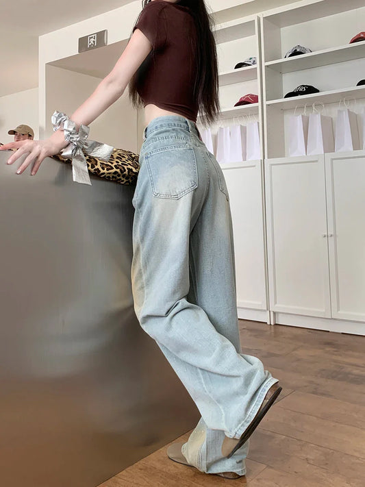 Women's Streetwear Loose High Waist Casual Y2k Baggy Wide-Leg Jeans