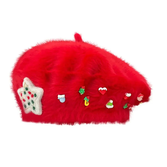 Cute Christmas French Holiday Beret Women Girls Hat