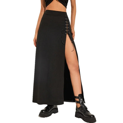 Black Sexy Split Simple Casual All-Match Cool Mature Vitality Skirt