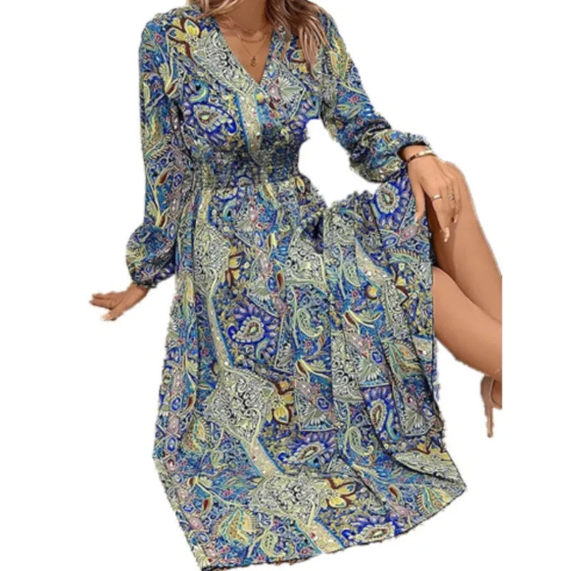 FashionSierra - 2024 Elegant Vintage Beach Vestidos Swing Boho Dress