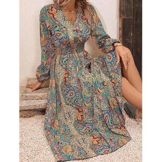 FashionSierra - 2024 Elegant Vintage Beach Vestidos Swing Boho Dress