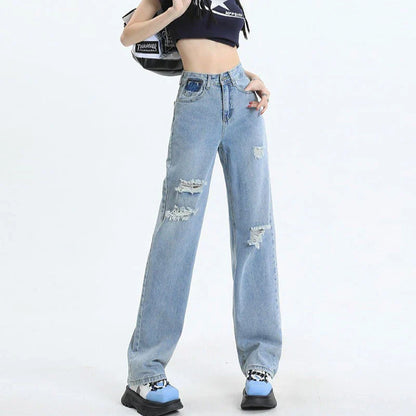 Wide-Leg Pants Women's Spring High-Waisted Pear-Shaped Figure Loose Drag Jeans