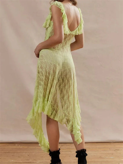FashionSierra - Sexy Lace Sleeveless Strap Mini Dress