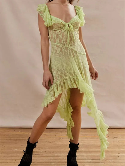 FashionSierra - Sexy Lace Sleeveless Strap Mini Dress