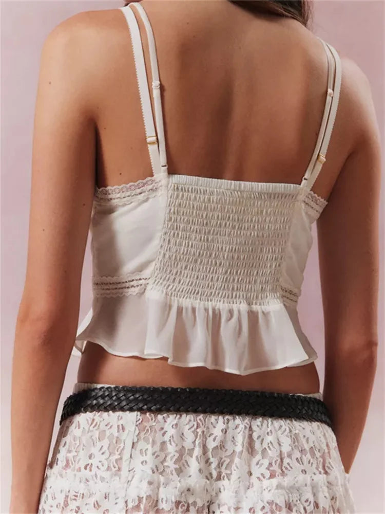 FashionSierra - 2024 Adjustable Strap See Through V Neck Tank for Summer Mini Vest Crop Tops