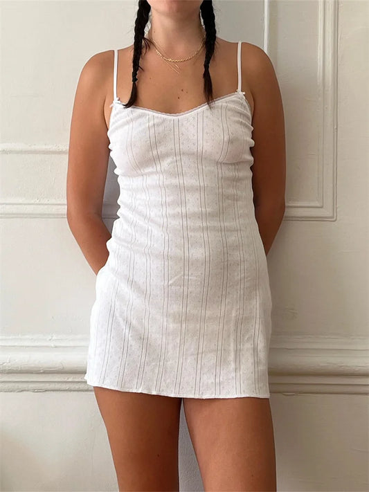 FashionSierra - Fairy Aesthetic V-neck Spaghetti Strap Mini Dress