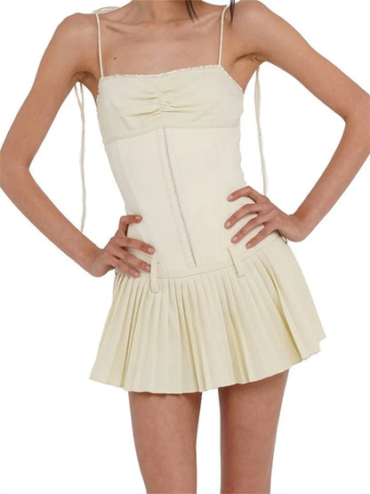 FashionSierra - 2024 Sleeveless Tie-up Strap Mini Dress