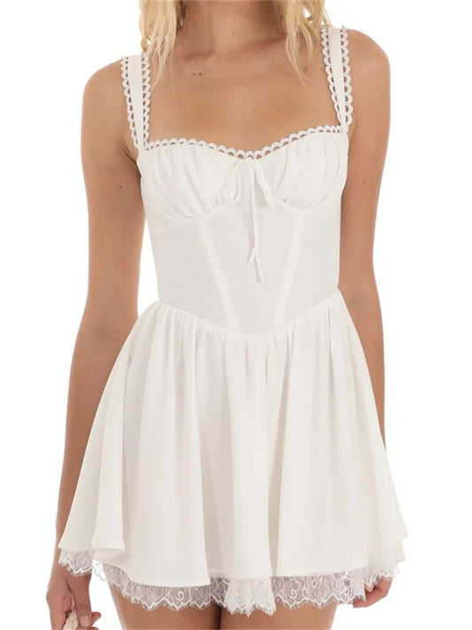 FashionSierra - High Waist Slim A-Line Mini Dress