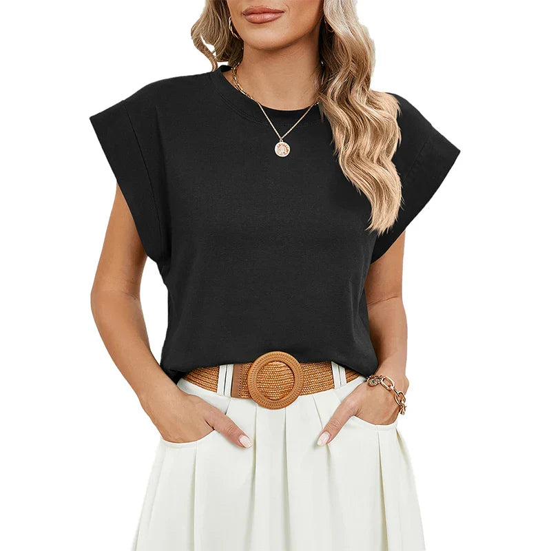 Sleeveless Spring Summer Round Neck Tank Tops for Women Blouse