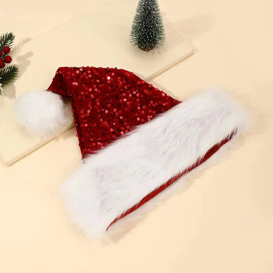 Double-Layer Sequin Sea Style Plush Christmas Decoration Hat