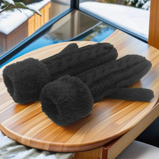 Warm Full Finger Thickened Winter Knitted Fleece Christmas Gloves for Men and Women