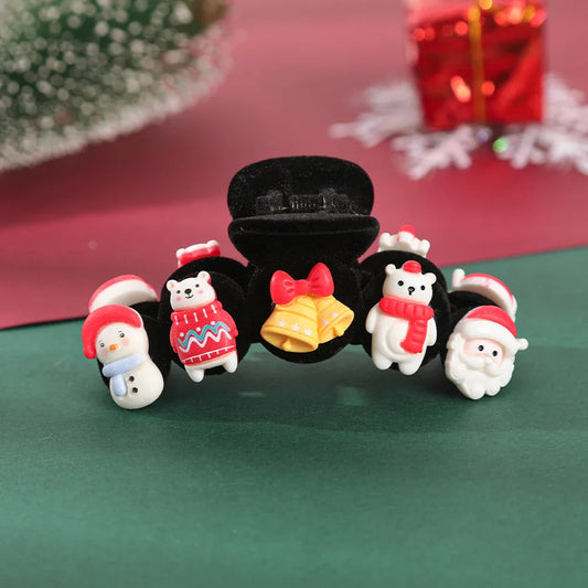 Snowman Flocking Winter Fashion Hair Accessory Black Accessories-L