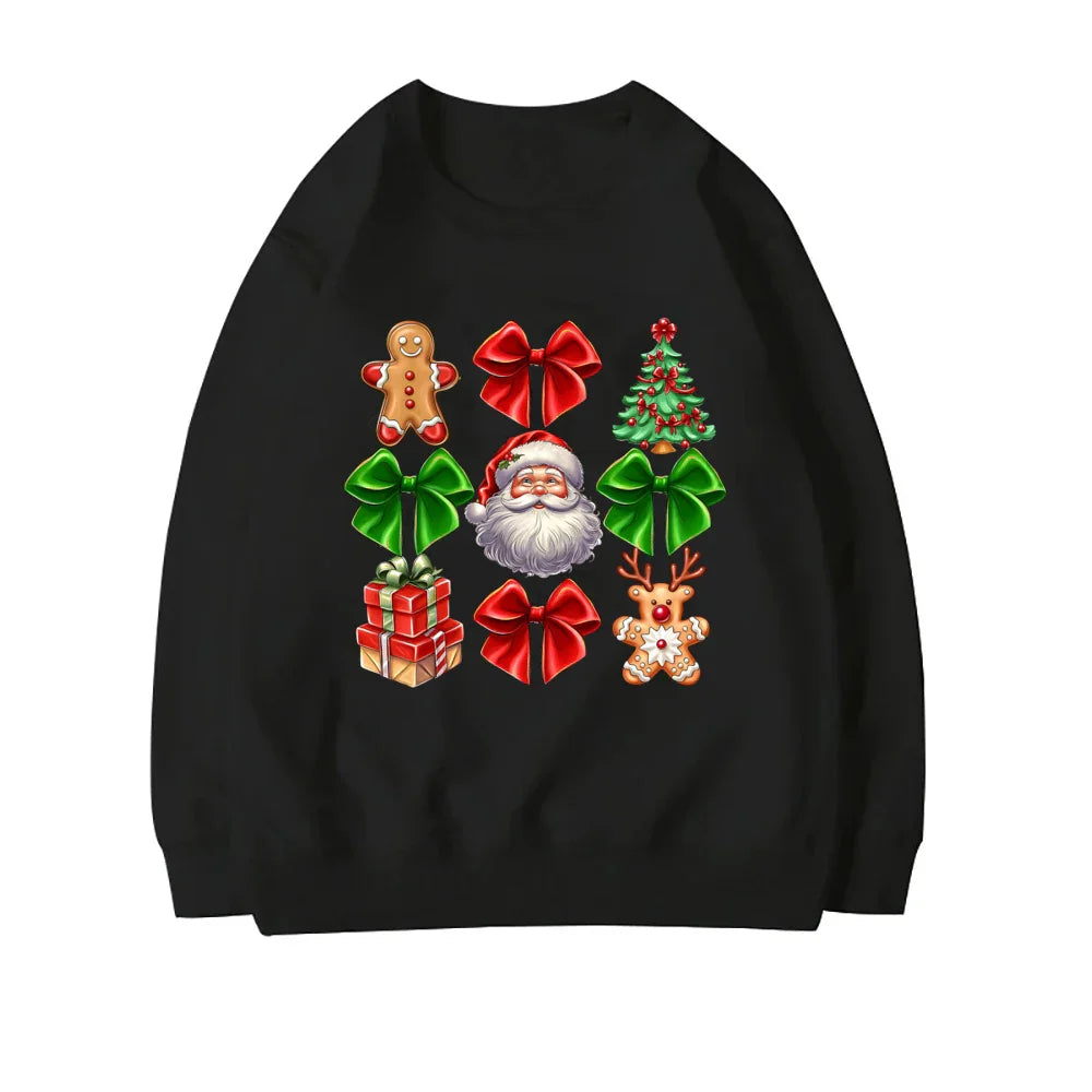 Stylish Coquette Christmas Santa Sweatshirt Holiday Hoodie Black 3 / S Hoodies-L