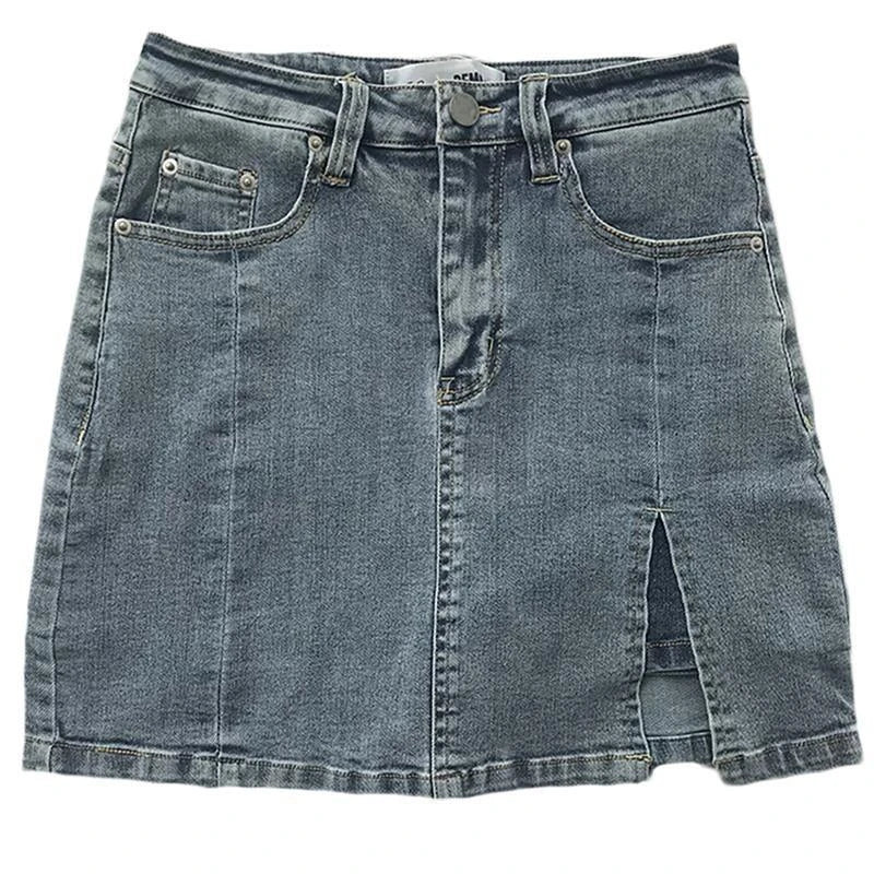 2024 Summer New High Waist Thin Small A Word Package Hip Skirt Half-Body Elastic Skirt Jeans