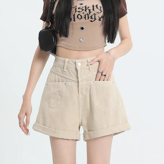 Summer Fashion Casual High Waist Slim Wide Leg Shorts