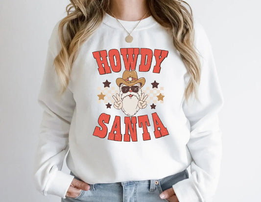 Howdy Santa Vintage Party Girl Christmas Hoodie