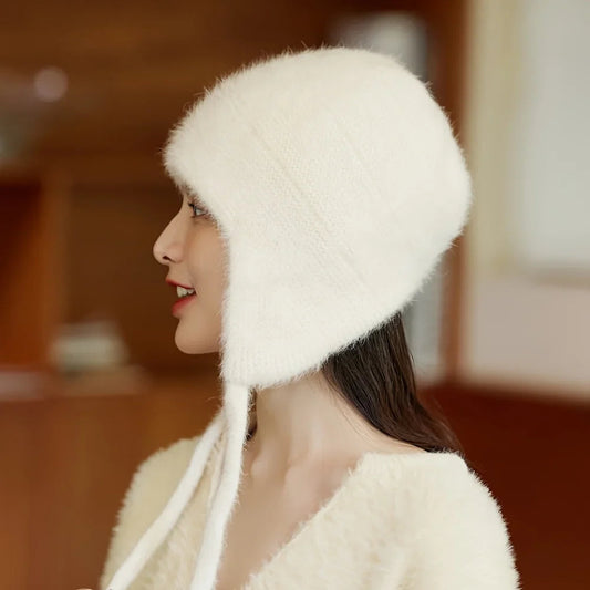 Double Layered Wool Knitted Ear Protection Hat