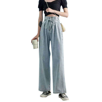 Early Spring Female Design High Waist Straight Loose Of The Casual Wide-Leg Jeans