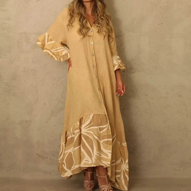 FashionSierra - 2024 Elegant Lantern Sleeve Fashion Sundress Maxi Boho Dress