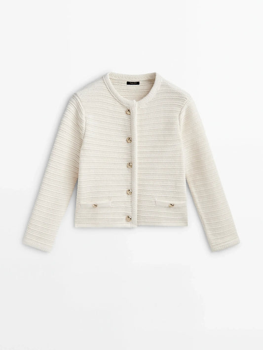 Small Fragrance Knitted Ethereal Button Design Cardigan