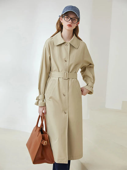 Temperament Mid-length Spring Autumn New British Style Casual Khaki Coats