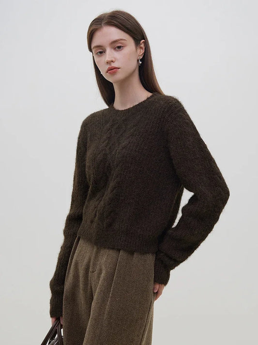 Casual Comfortable Round Neck Red Knitted Christmas Sweater For Women Sweaters-L