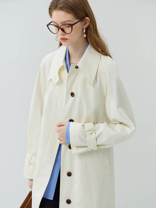 Simple British Long Trench Spring Autumn New Stand Collar Windbreaker Coats