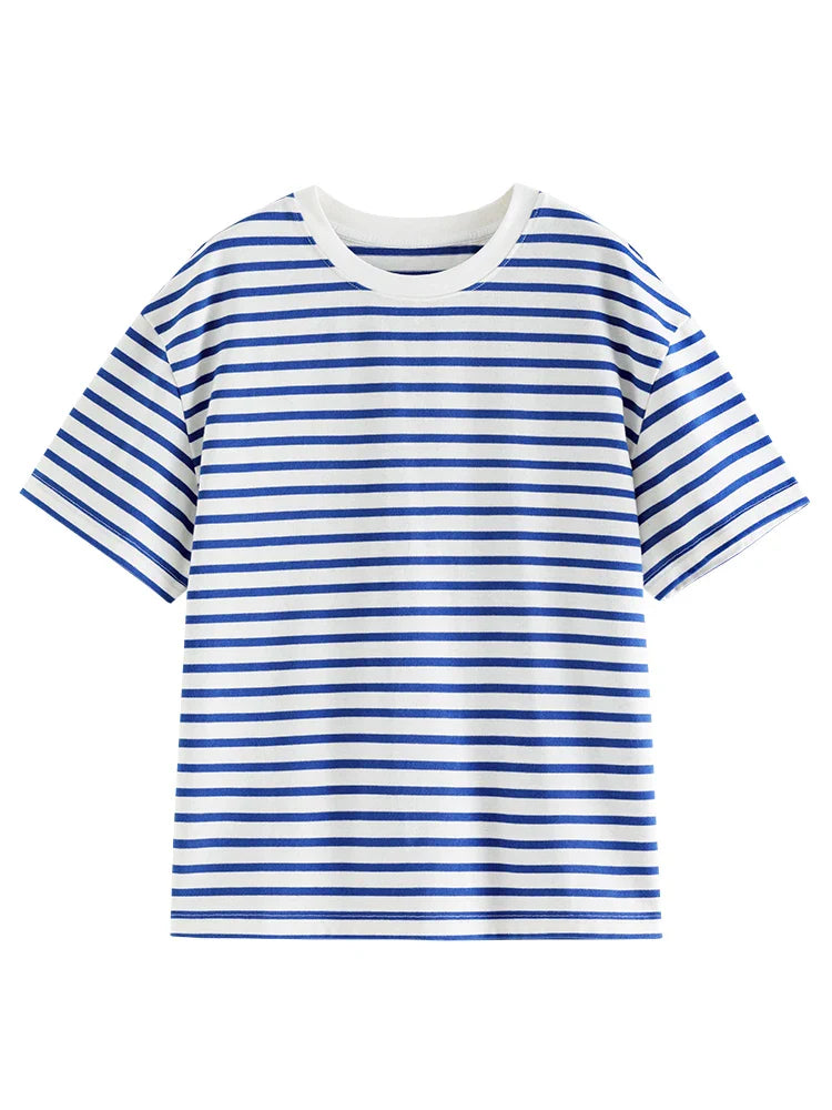 FashionSierra - Drop Stripe Casual Knitted Summer Commuter Short Female T-shirt