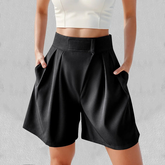 Women 2024 Summer High Waist Casual With Pockets Femme Shorts