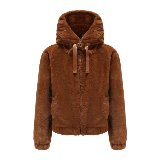 Fall Winter 2024 New Women Jacket Hooded Long Sleeve Warm Cotton Solid Color Short Jacket Coat