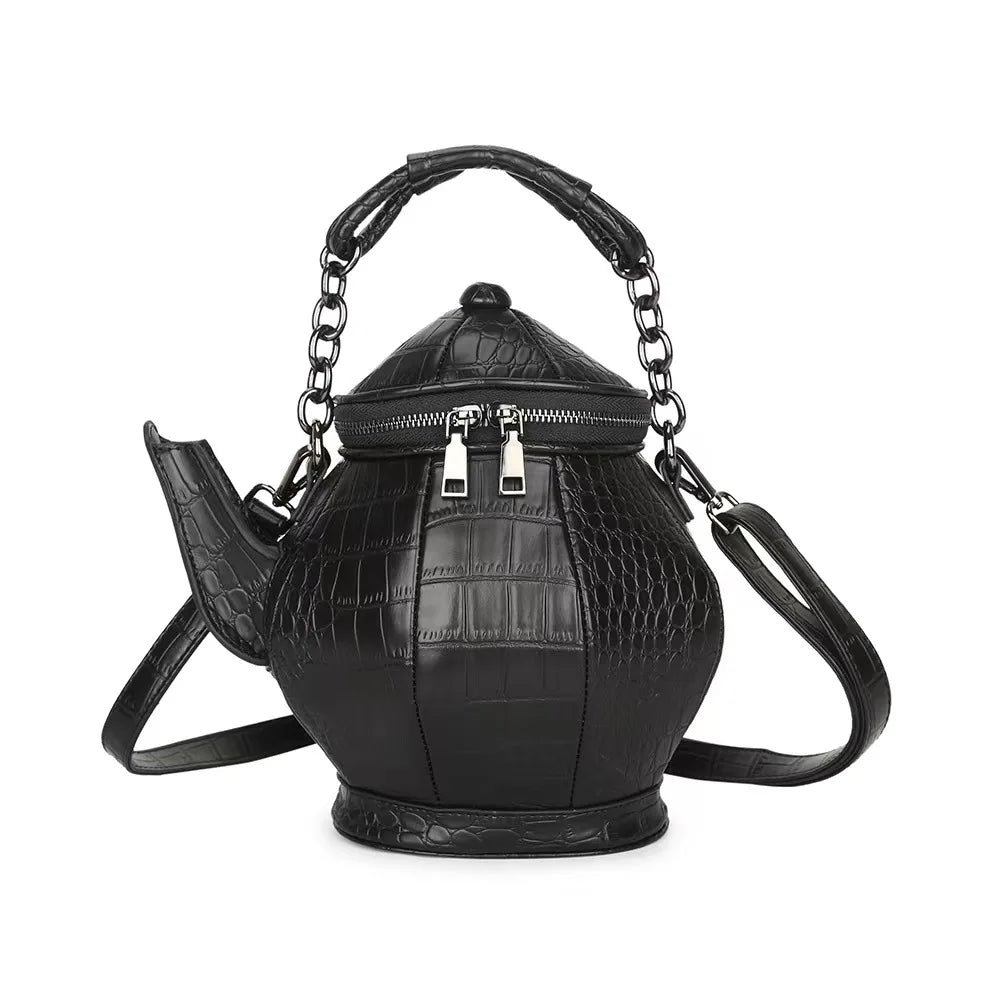 Fashion Funny Teapot Shaped Stone Pattern Leather Gothic Personalized Bag