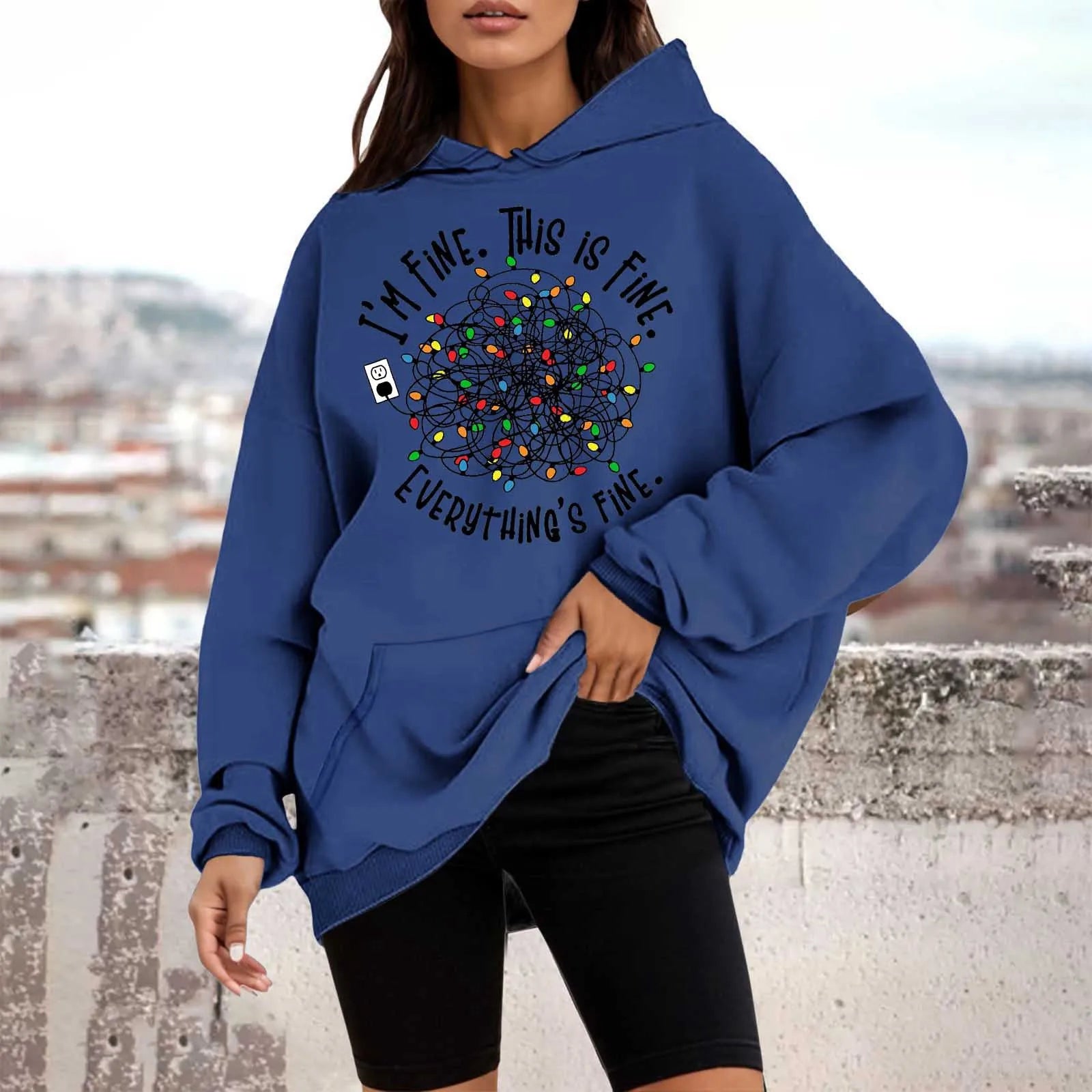 Loose Pullover Four Christmas Tree Crewneck New Autumn Hoodie Blue-D / M Hoodies-L