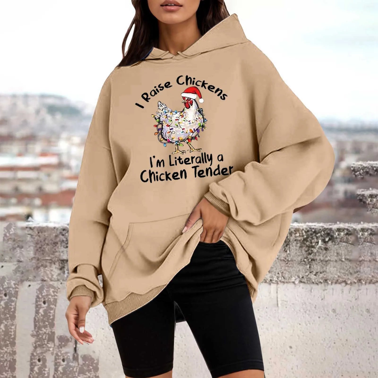 Loose Pullover Four Christmas Tree Crewneck New Autumn Hoodie Khaki-E / M Hoodies-L