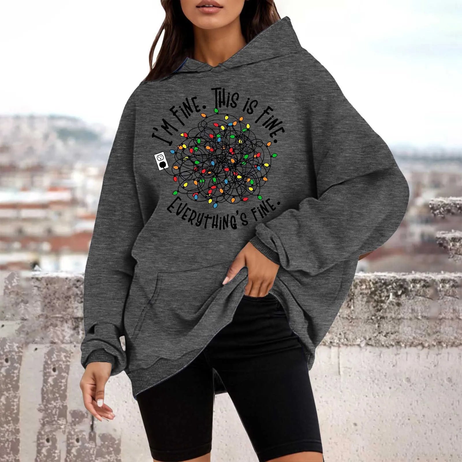 Loose Pullover Four Christmas Tree Crewneck New Autumn Hoodie Grey-D / M Hoodies-L