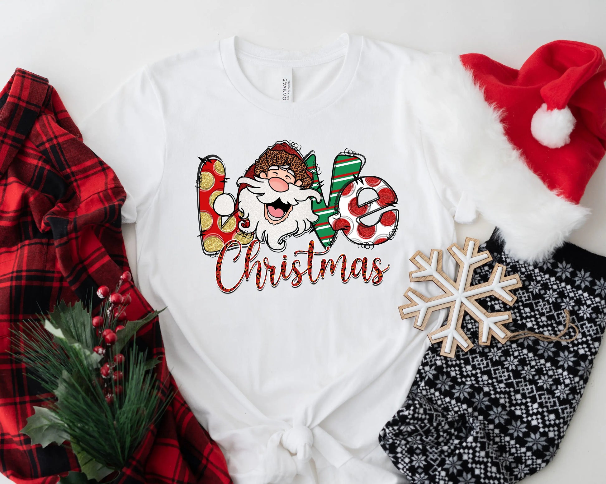 Fashion Love Santa Nostalgic Retro Farm Girl Casual Christmas Hoodie White / S Hoodies-L