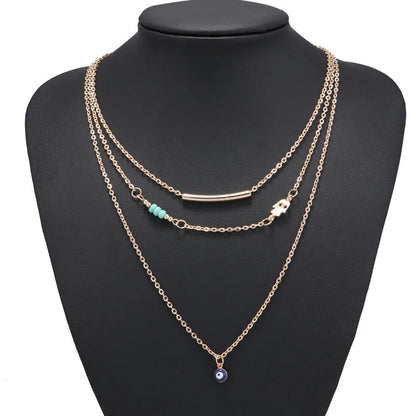 Fashion New Multilayer Blue Statement Women Jewelry Choker Girl Necklake