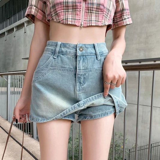 Half-Body Skirt Female High Waist Cover Meat Design A Word Package Short Skirt Jeans