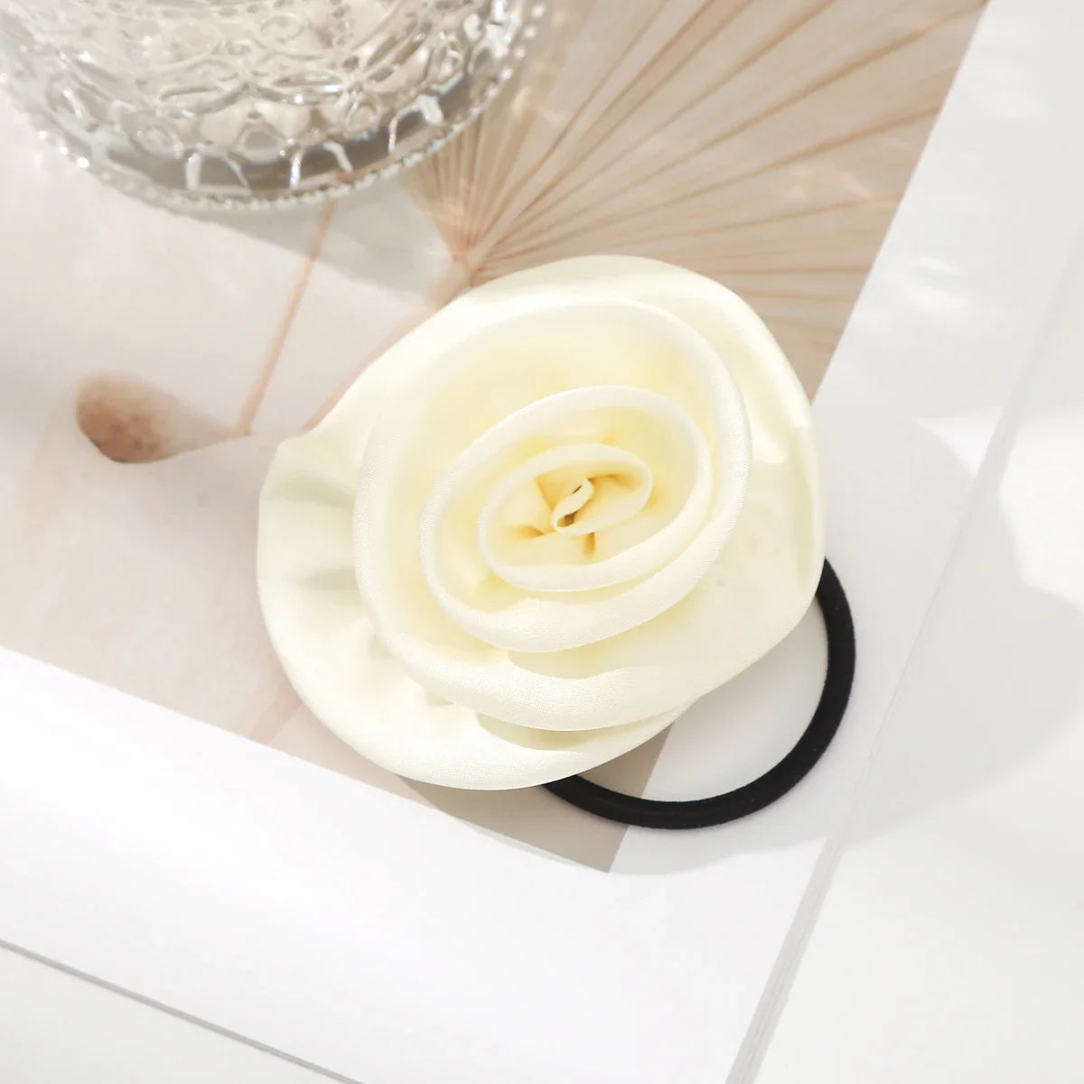French Satin Retro Rose Hair Accessory For Girls White Accessories-L