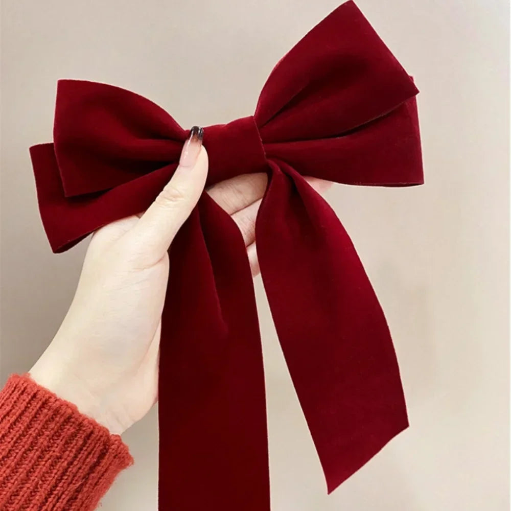 Black Red Velvet Long Ribbon Wedding Fashion Christmas Hair Accessory Accessories-L