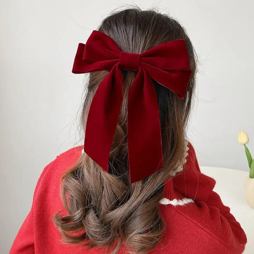 Black Red Velvet Long Ribbon Wedding Fashion Christmas Hair Accessory Accessories-L