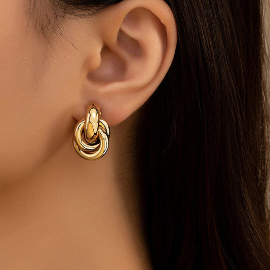 Gold Silver Knot Shiny Plating Trendy Cute Daily Wear Jewelry Earring