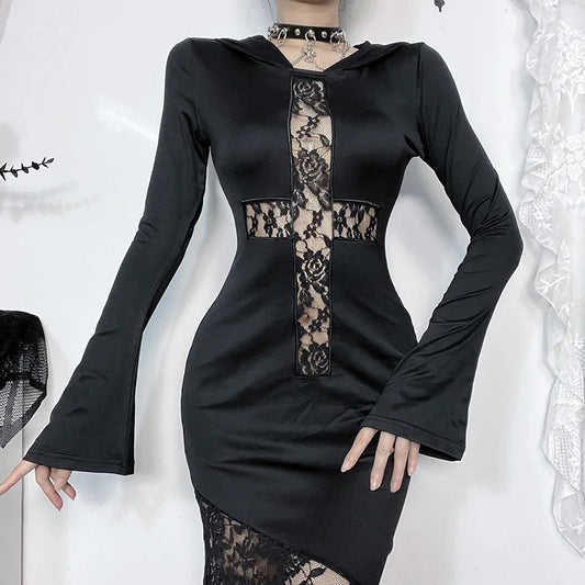 Covered Cross Empty Lace Full Dress