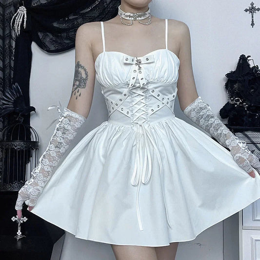Dress Backless Mini Dress WHITE / S