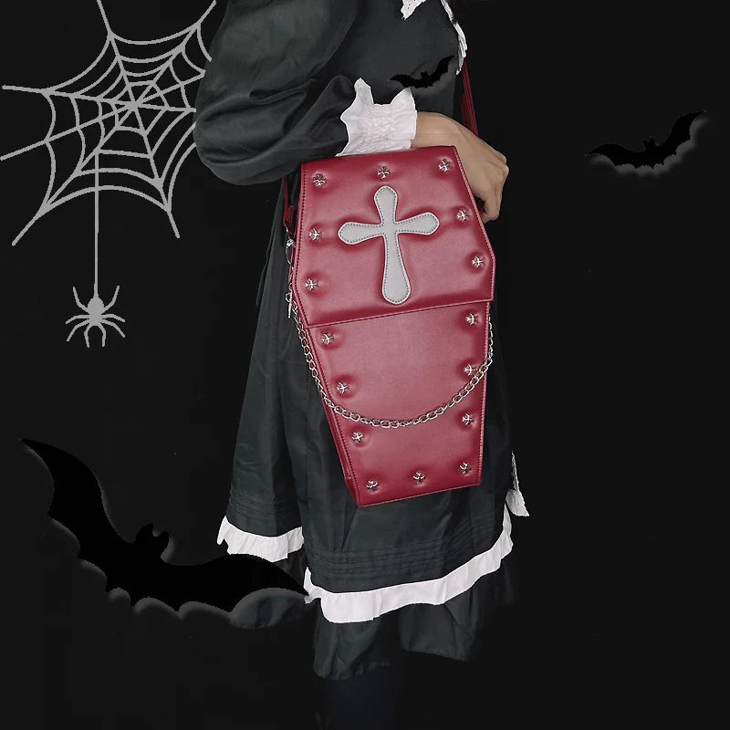 Gothic Vampire Coffin Shape Punk Lolita School Crossbody Halloween Bag