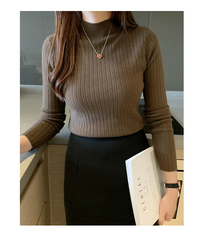 FashionSierra - Mockneck Cashmere Pullover Elegant Autumn Winter Sweater