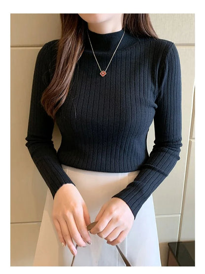 FashionSierra - Mockneck Cashmere Pullover Elegant Autumn Winter Sweater