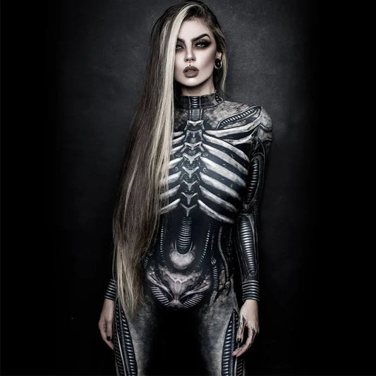 Devil Ghost Specter Skeleton Jumpsuit Women Carnival Party Halloween Costume